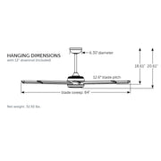 Fanimation Stellar Custom 84in 8-Blade Smart Ceiling Fan | Silver Aluminum and Opal Frosted Glass | Indoor & Outdoor Wet | Model FPD7997SLW-84SLW