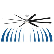 Fanimation Stellar Custom 96in 8-Blade Smart Ceiling Fan | Black Aluminum and Opal Frosted Glass | Indoor & Outdoor Wet | Model FPD7998BLW-96BLW