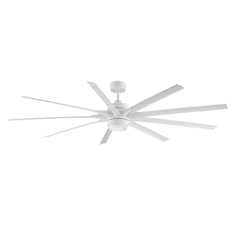 Fanimation Odyn 84in 9-Blade Ceiling Fan | Matte White and Opal Frosted Glass | Covered Patio & Outdoor Living | 84 x 84 x 17 in | Model FPD8149MWW