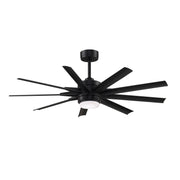 Fanimation Odyn Custom 56in 9-Light Ceiling Fan | Modern Black and Black Composite Blades | Indoor & Outdoor Wet Rated | Model FPD8152BLW-56BLW
