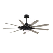 Fanimation Odyn Custom 56in 9-Light Ceiling Fan | Modern Black and Brushed Nickel Composite Blades | Indoor & Outdoor Wet | Model FPD8152BLW-56BNW