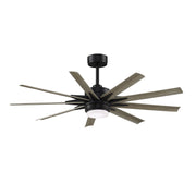 Fanimation Odyn Custom 56in 9-Light Ceiling Fan | Modern Black and Weathered Wood Composite Blades | Indoor & Outdoor Wet | Model FPD8152BLW-56WEW