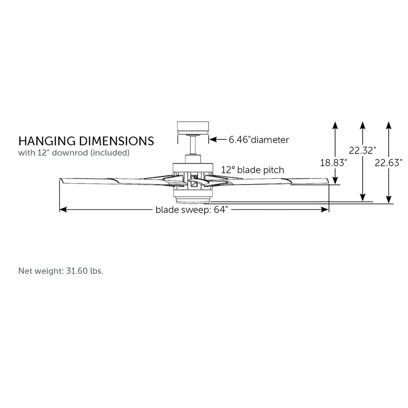 Fanimation Odyn Custom 64in 9-Light Ceiling Fan | Black and Weathered Wood Composite | Covered Patio & Living Room | Model FPD8152BLW-64WEW