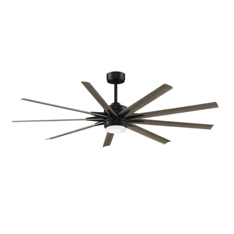 Fanimation Odyn Custom 72in 9-Light Ceiling Fan | Modern Black and Weathered Wood Blades | Covered Patio & Great Room | Model FPD8152BLW-72WEW