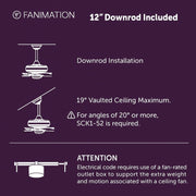 Fanimation Odyn Custom 72in 9-Light Ceiling Fan | Modern Black and Weathered Wood Blades | Covered Patio & Great Room | Model FPD8152BLW-72WEW