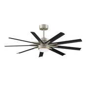 Fanimation Odyn Custom 56in 9-Light Ceiling Fan | Modern Brushed Nickel and Black Blades | Covered Patio & Great Room | Model FPD8152BNW-56BLW