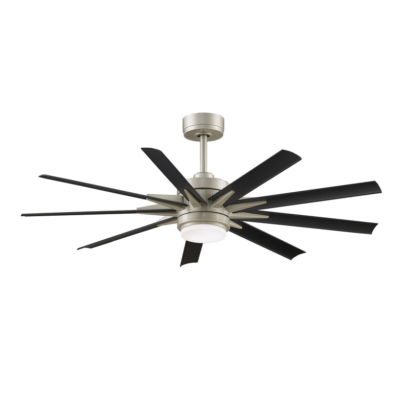 Fanimation Odyn Custom 56in 9-Light Ceiling Fan | Modern Brushed Nickel and Black Blades | Covered Patio & Great Room | Model FPD8152BNW-56BLW