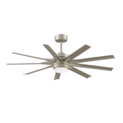 Fanimation Odyn Custom 56in 9-Light Ceiling Fan | Modern Brushed Nickel and Brushed Nickel Blades | Covered Patio & Great | Model FPD8152BNW-56BNW