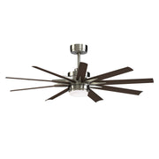 Fanimation Odyn Custom 56in 9-Light Ceiling Fan | Modern Brushed Nickel and Dark Walnut Blades | Covered Patio & Great Room | Model FPD8152BNW-56DWAW