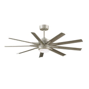 Fanimation Odyn Custom 56in 9-Light Smart Ceiling Fan | Modern Brushed Nickel and Weathered Wood Composite Blades | Indoor | Model FPD8152BNW-56WEW