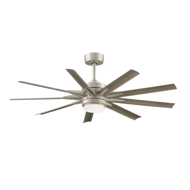 Fanimation Odyn Custom 56in 9-Light Smart Ceiling Fan | Modern Brushed Nickel and Weathered Wood Composite Blades | Indoor | Model FPD8152BNW-56WEW