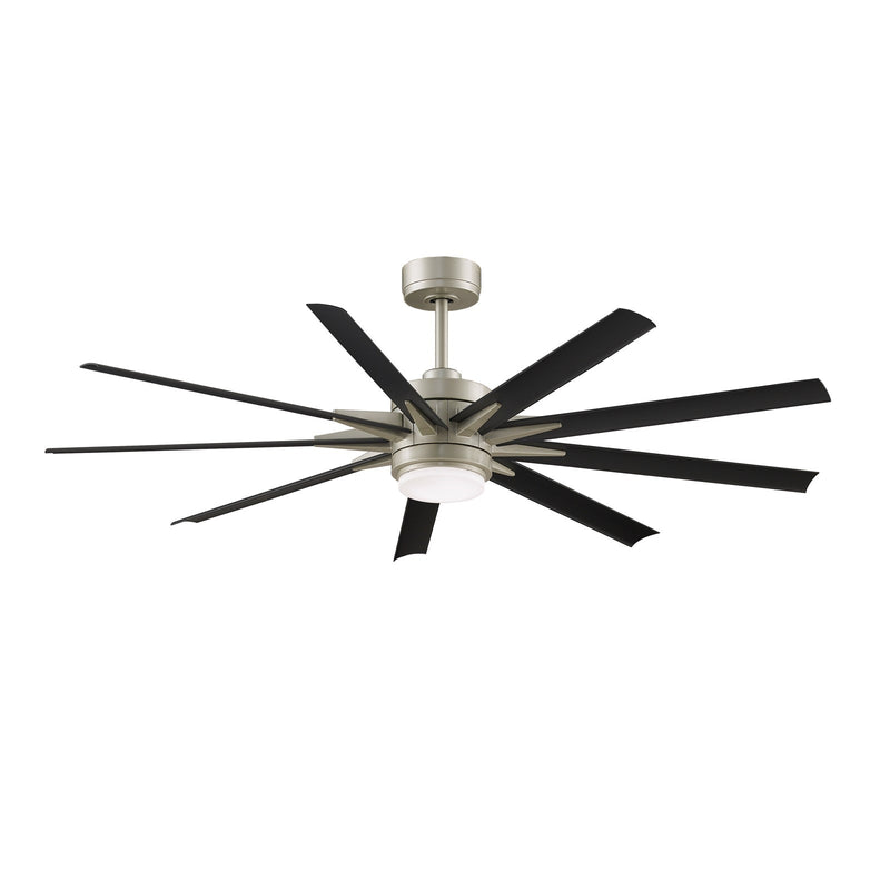 Fanimation Odyn Custom 64in 9-Light Smart Ceiling Fan | Modern Brushed Nickel and Black Composite Blades | Indoor & Outdoor | Model FPD8152BNW-64BLW