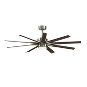 Fanimation Odyn Custom 64in 9-Light Smart Ceiling Fan | Modern Brushed Nickel and Dark Walnut Composite Blades | Indoor | Model FPD8152BNW-64DWAW
