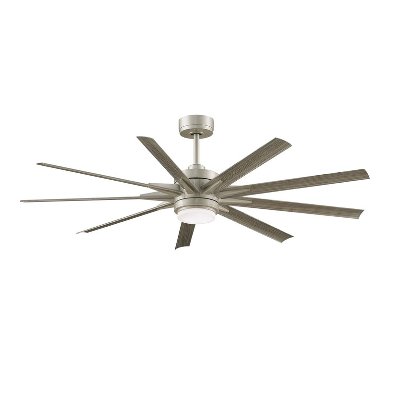 Fanimation Odyn Custom 64in 9-Light Ceiling Fan | Brushed Nickel and Weathered Wood Composite Blades | Covered Patio & Great | Model FPD8152BNW-64WEW