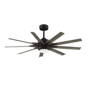 Fanimation Odyn Custom 56in 1-Light Ceiling Fan | Dark Bronze and Weathered Wood Composite | Covered Patio & Bedroom | Model FPD8152DZW-56WEW