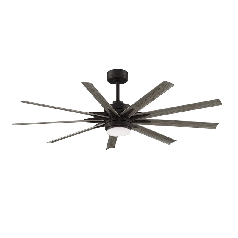 Fanimation Odyn Custom 64in 1-Light Ceiling Fan | Dark Bronze and Weathered Wood Composite | Indoor & Outdoor Wet Rated | Model FPD8152DZW-64WEW