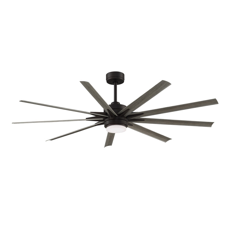 Fanimation Odyn Custom 72in 1-Light Ceiling Fan | Dark Bronze and Weathered Wood Composite | Indoor & Outdoor Wet Rated | Model FPD8152DZW-72WEW