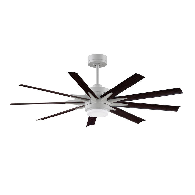 Fanimation Odyn Custom 56in 1-Light Ceiling Fan | Matte White and Dark Walnut Composite | Indoor & Outdoor Wet Rated | Model FPD8152MWW-56DWAW
