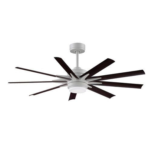 Fanimation Odyn Custom 56in 1-Light Ceiling Fan | Matte White and Dark Walnut Composite | Indoor & Outdoor Wet Rated | Model FPD8152MWW-56DWAW