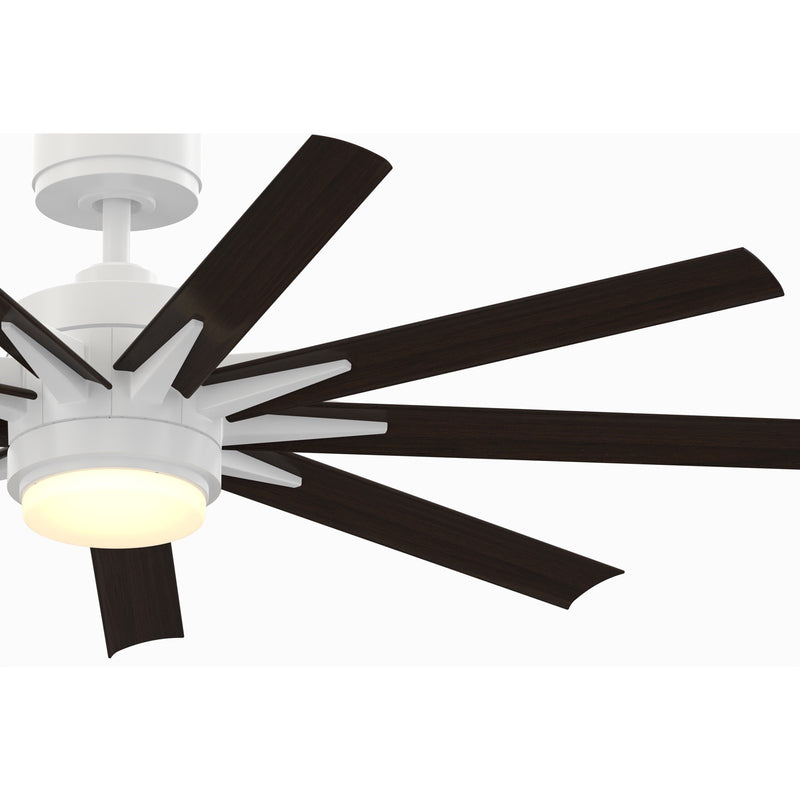 Fanimation Odyn Custom 56in 1-Light Ceiling Fan | Matte White and Dark Walnut Composite | Indoor & Outdoor Wet Rated | Model FPD8152MWW-56DWAW