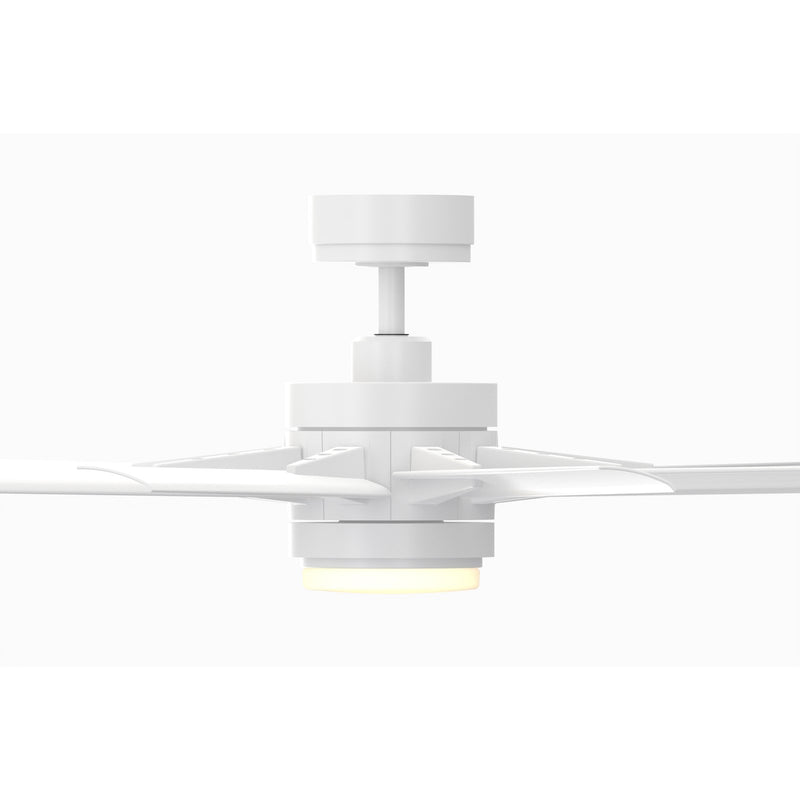 Fanimation Odyn Custom 56in 9-Light Smart Ceiling Fan | Matte White and Opal Frosted Glass | Indoor & Outdoor Wet Rated | Model FPD8152MWW-56MWW