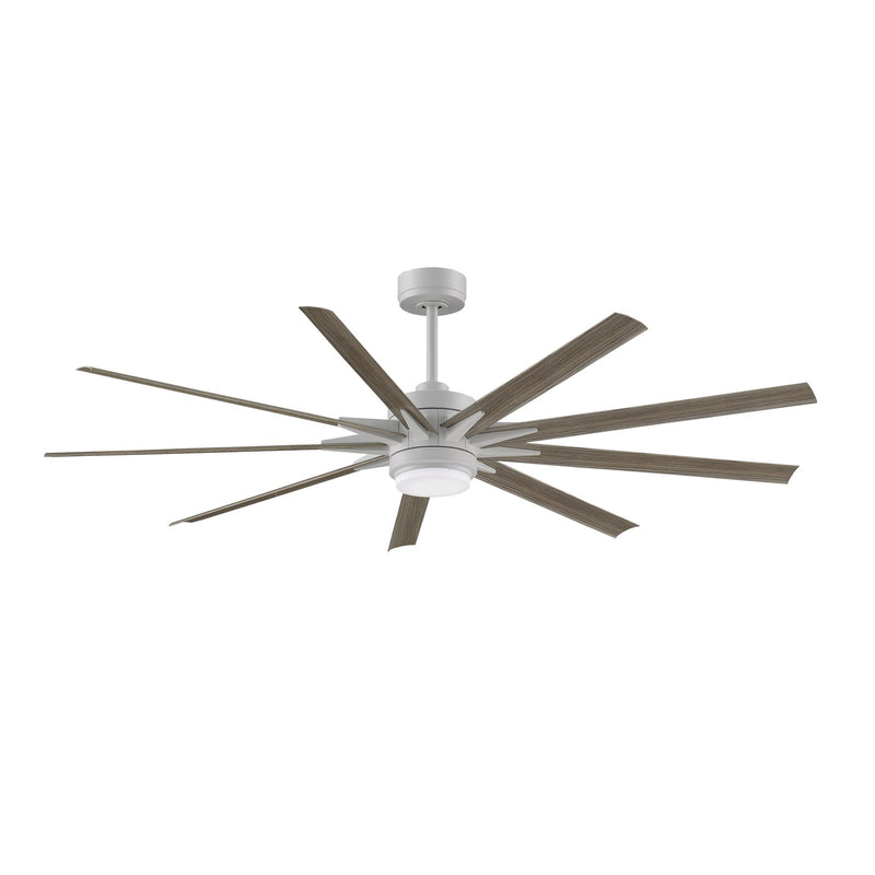 Fanimation Odyn Custom 72in 1-Light Ceiling Fan | Matte White and Weathered Wood Composite Blades | Indoor & Outdoor Wet | Model FPD8152MWW-72WEW