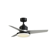 Fanimation TriAire Custom 44in 3-Blade Smart Ceiling Fan with 12in LED Light Kit | Black and Silver Composite | Indoor | Model FPD8514BLW-44SLW-12LK