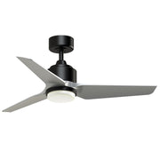 Fanimation TriAire Custom 44in 3-Blade Smart Ceiling Fan with LED Light Kit | Black and Silver Composite | Indoor | Model FPD8514BLW-44SLW-LK