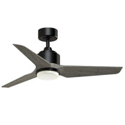 Fanimation TriAire Custom 44in 1-Light Smart Ceiling Fan | Modern Black and Weathered Wood Blades | Indoor & Outdoor Wet | Model FPD8514BLW-44WEW-LK