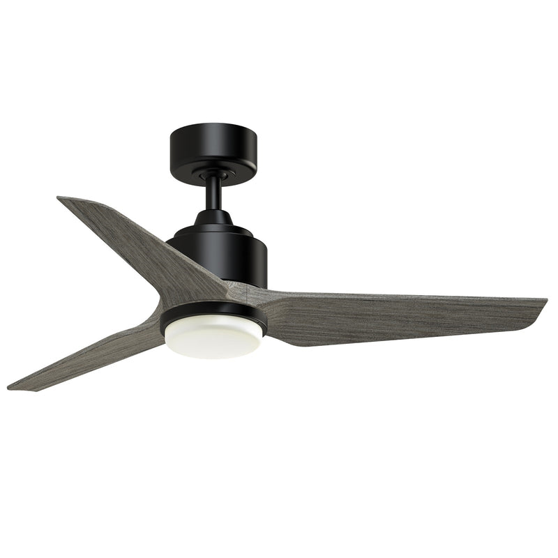 Fanimation TriAire Custom 44in 1-Light Smart Ceiling Fan | Modern Black and Weathered Wood Blades | Indoor & Outdoor Wet | Model FPD8514BLW-44WEW-LK