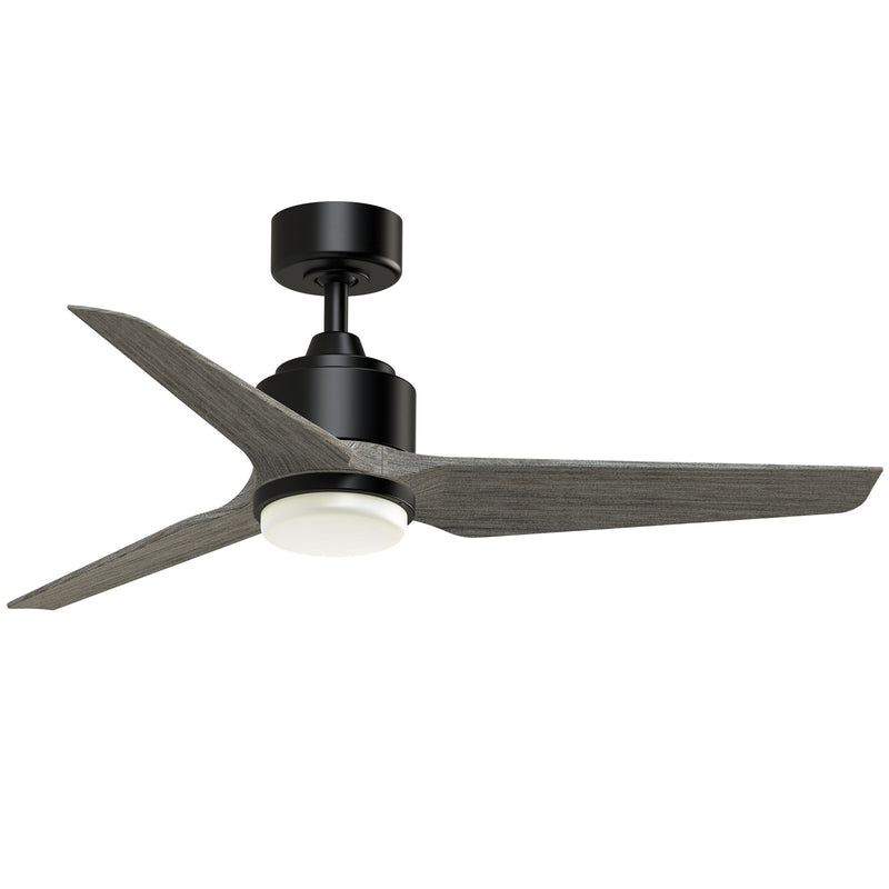 Fanimation TriAire Custom 48in 1-Light Ceiling Fan | Modern Black and Weathered Wood Composite | Indoor & Outdoor Wet | Model FPD8514BLW-48WEW-LK