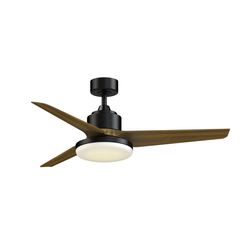 Fanimation TriAire Custom 52in 1-Light Ceiling Fan | Modern Black and Koa Composite | Covered Patio & Porch | Model FPD8514BLW-52KW-12LK