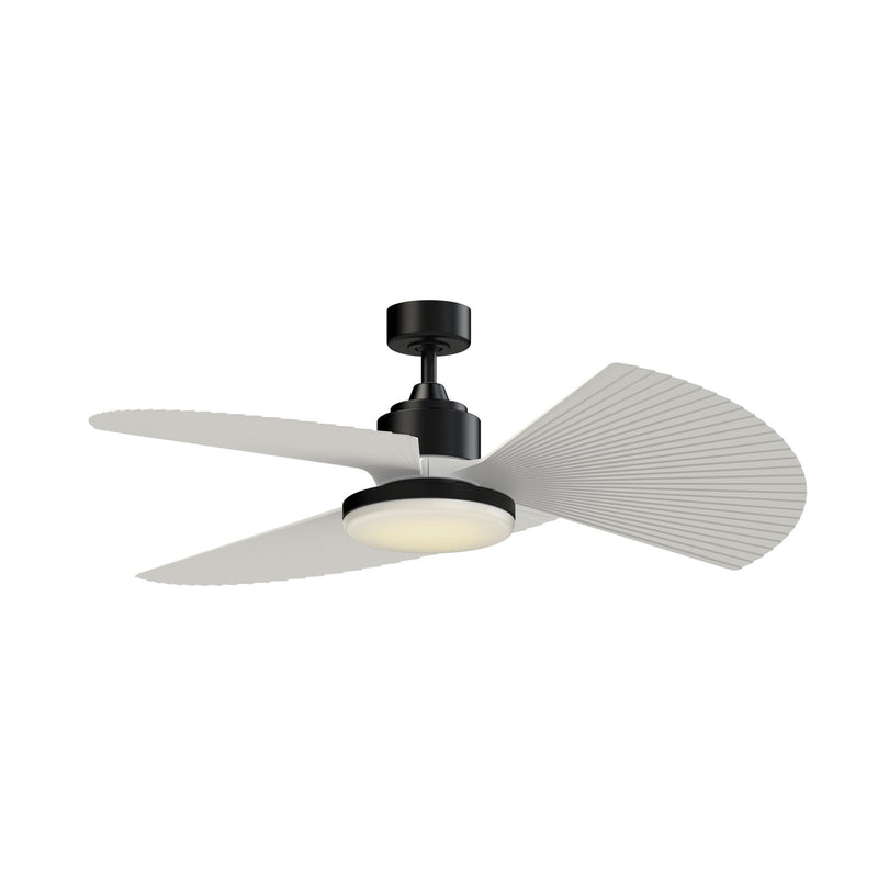 Fanimation TriAire Custom 52in 1-Light Ceiling Fan | Black and Matte White Pleated Composite Blades | Patio & Porch | Model FPD8514BLW-52PMWW-12LK