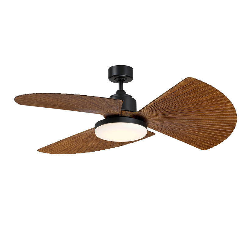 Fanimation TriAire Custom 52in 1-Light Ceiling Fan | Matte Black and Natural Composite | Porch & Patio | Model FPD8514BLW-52PNW-12LK