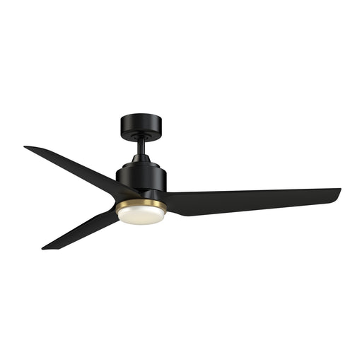 Fanimation TriAire Custom 56in 1-Light Smart Ceiling Fan | Black and Brushed Satin Brass with Opal Frosted Glass | Model FPD8514BLW-56BLW-LKBS