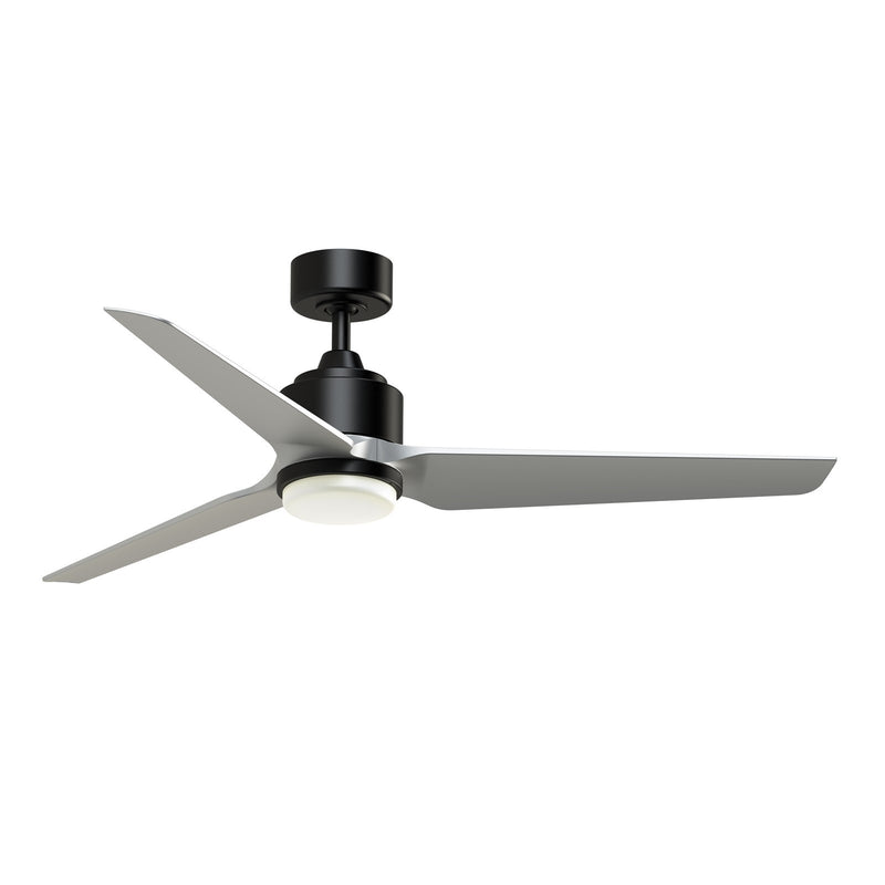 Fanimation TriAire Custom 56in 1-Light Ceiling Fan | Modern Black and Silver Composite Blades | Covered Patio & Living | Model FPD8514BLW-56SLW-LK
