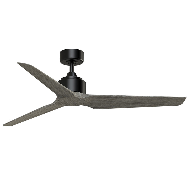 Fanimation TriAire Custom 56in Ceiling Fan | Modern Black and Weathered Wood Composite Blades | Covered Patio & Living Room | Model FPD8514BLW-56WEW