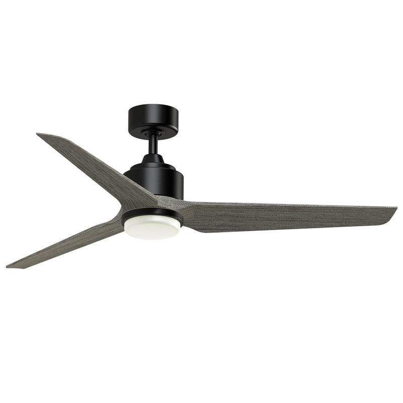 Fanimation TriAire Custom 56in 1-Light Smart Ceiling Fan | Black and Weathered Wood Blades | Covered Patio & Living Room | Model FPD8514BLW-56WEW-LK