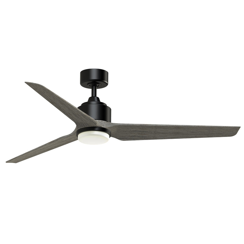 Fanimation TriAire Custom 60in 1-Light Ceiling Fan | Matte Black and Weathered Wood Composite Blades | Wet Rated Patio | Model FPD8514BLW-60WEW-LK