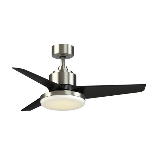 Fanimation TriAire Custom 44in 1-Light Ceiling Fan | Brushed Nickel and Black Composite Blades | Damp Rated Covered | Model FPD8514BN-44BLW-12LK