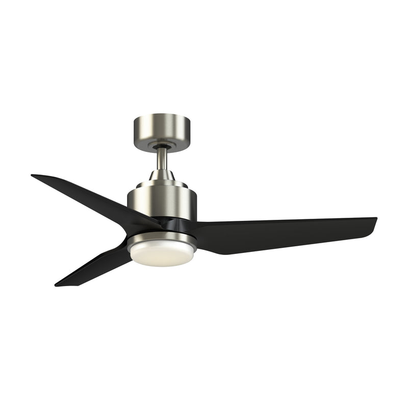 Fanimation TriAire Custom 44in 1-Light Ceiling Fan | Brushed Nickel and Black Composite Blades | Damp Rated Covered Patio | Model FPD8514BN-44BLW-LK