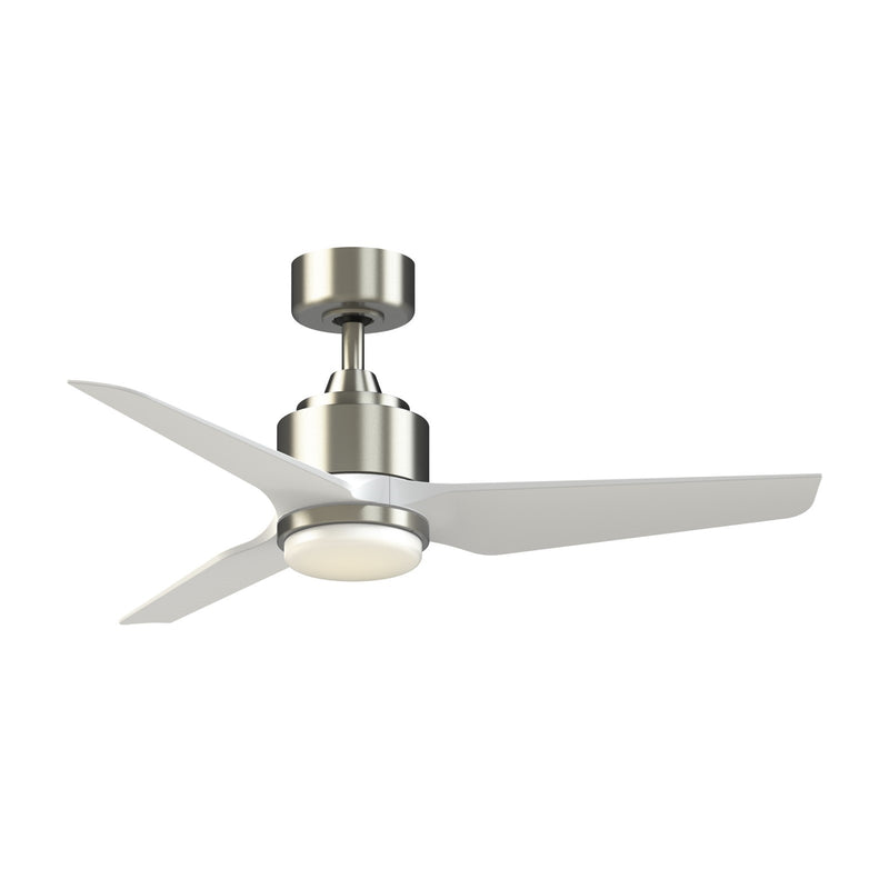 Fanimation TriAire Custom 44in 1-Light Ceiling Fan | Brushed Nickel and Matte White Composite | Covered Patio & Bedroom | Model FPD8514BN-44MWW-LK