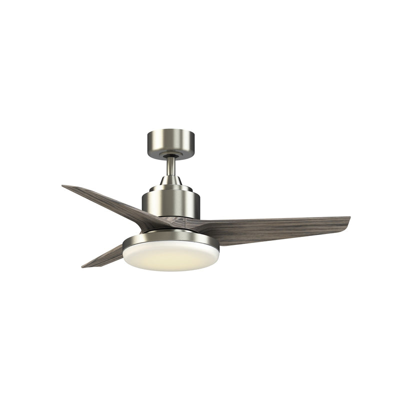 Fanimation TriAire Custom 44in 3-Blade Ceiling Fan with 12in LED Light Kit | Modern Brushed Nickel and Weathered Wood | Model FPD8514BN-44WEW-12LK