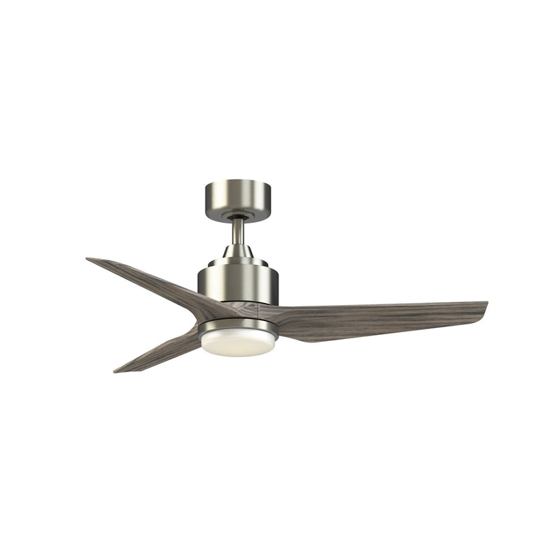 Fanimation TriAire Custom 44in 3-Blade Ceiling Fan with LED Light Kit | Modern Brushed Nickel and Weathered Wood Composite | Model FPD8514BN-44WEW-LK