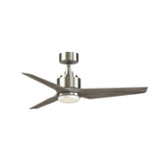 Fanimation TriAire Custom 48in 3-Blade Smart Ceiling Fan with LED Light | Modern Brushed Nickel and Weathered Wood | Model FPD8514BN-48WEW-LK