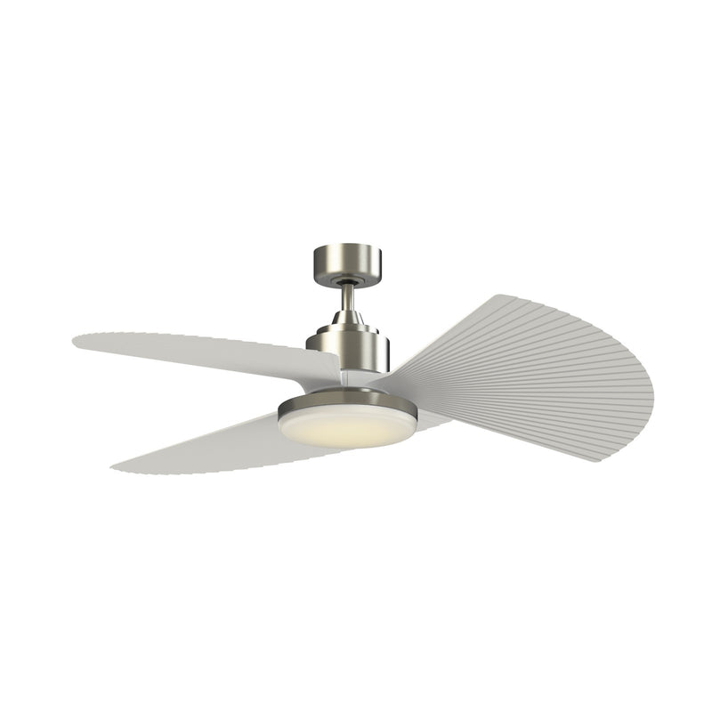 Fanimation TriAire Custom 52in 1-Light Ceiling Fan | Brushed Nickel and Matte White Composite Blades | Covered Patio | Model FPD8514BN-52PMWW-12LK