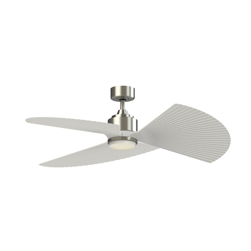 Fanimation TriAire Custom 52in 1-Light Smart Ceiling Fan | Modern Brushed Nickel and Matte White Composite Blades | Model FPD8514BN-52PMWW-LK