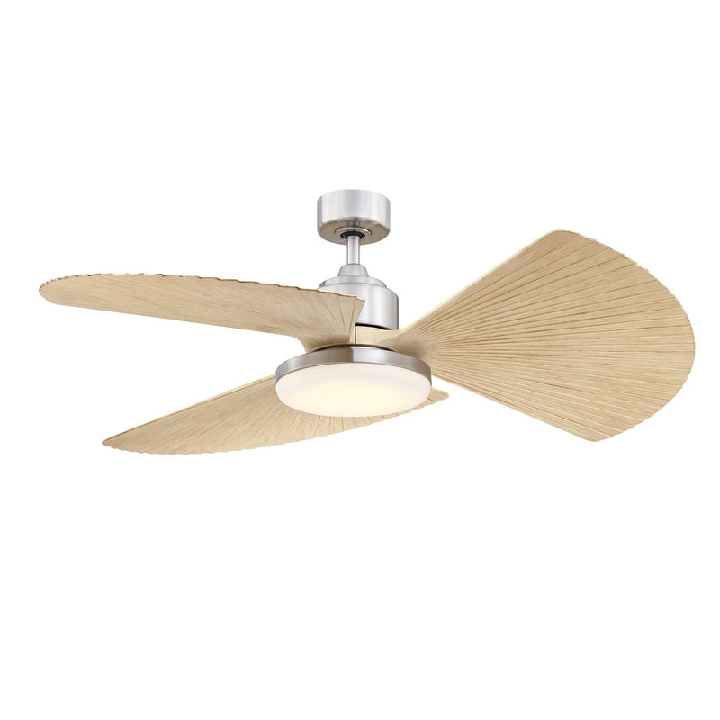 Fanimation TriAire Custom 52in 1-Light Smart Ceiling Fan | Modern Brushed Nickel and Natural Composite Blades | Covered | Model FPD8514BN-52PNW-12LK