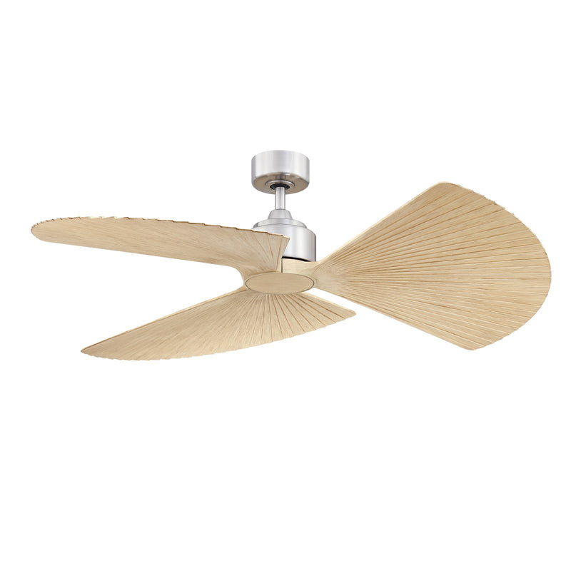 Fanimation TriAire Custom 52in Smart Ceiling Fan | Modern Brushed Nickel and Natural Composite Blades | Covered Patio | Model FPD8514BN-52PNW