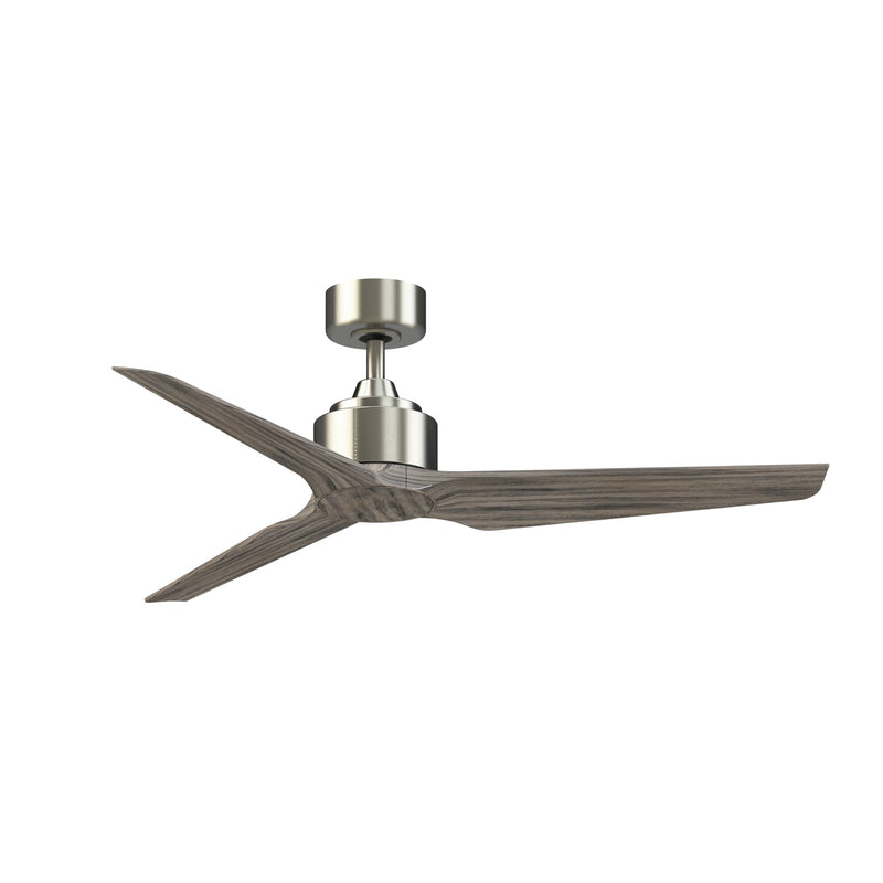 Fanimation TriAire Custom 52in 3-Blade Smart Ceiling Fan | Modern Brushed Nickel and Weathered Wood Composite | Covered Patio | Model FPD8514BN-52WEW